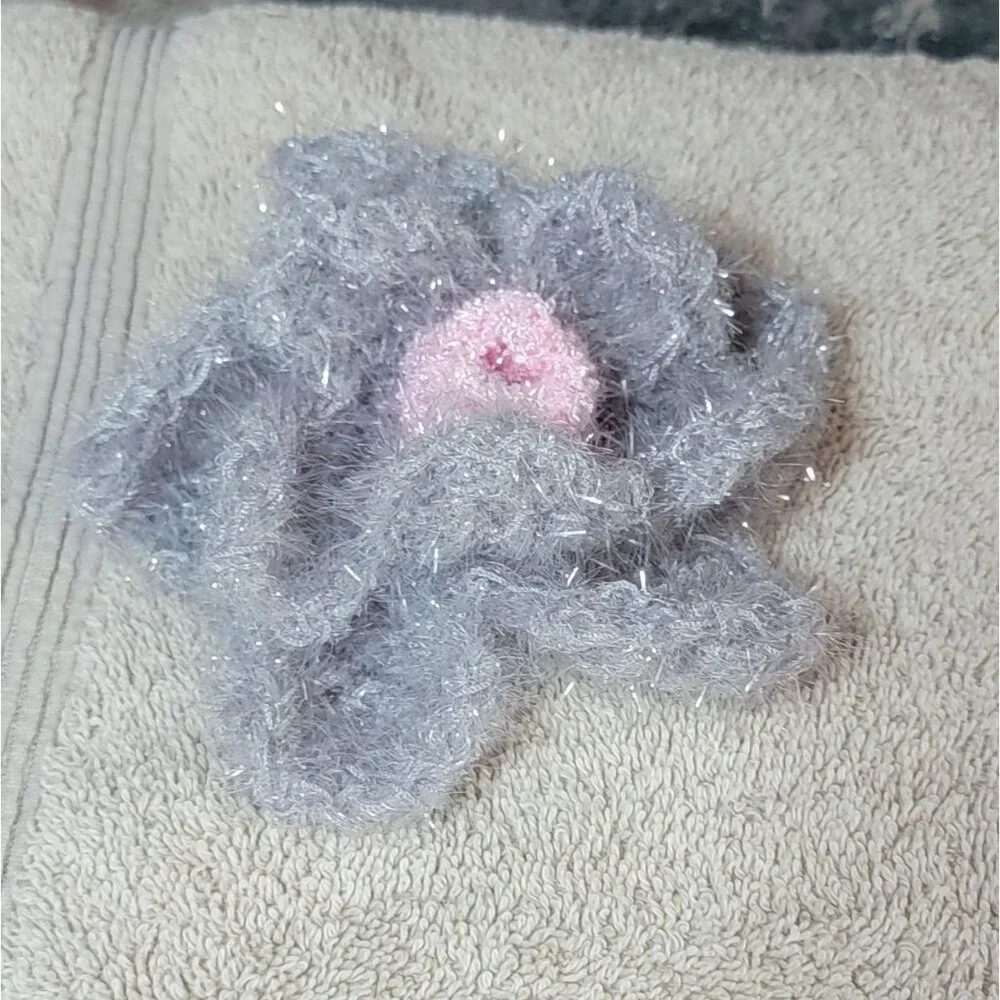 Gray and Pink Flower Scrubby